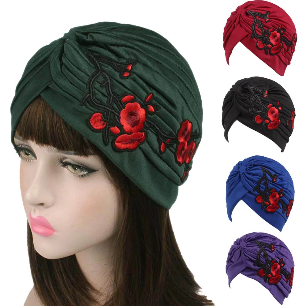 Best Christmas present Women Embroidery Cancer Chemo Hat Beanie Scarf Turban Head Wrap Cap Lowest price 2019 | Аксессуары для