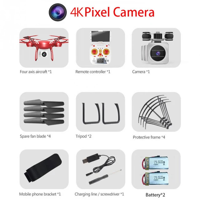 Red 4K Camera 2B RC WI-FI с видом от первого лица Квадрокоптер 4K HD Камера Дрон профессиональной воздушной видео 6 Axis Gyro 4 Каналы р/у вертолет Квадрокоптер с высокой фиксацией - Цвет: Red 4K Camera 2B