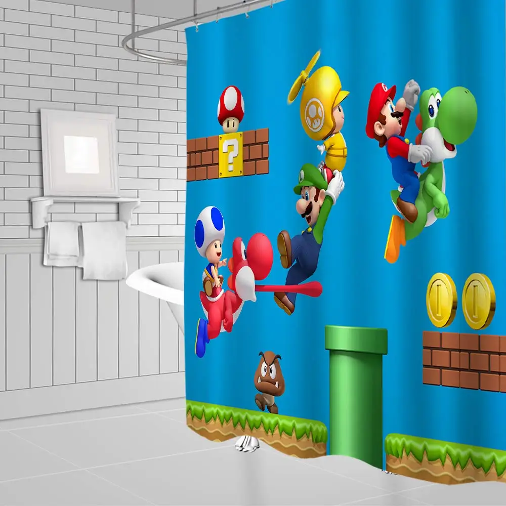 Super Mary Game Colorful Children Bathroom Decor Waterproof Polyester Shower Curtain | Дом и сад