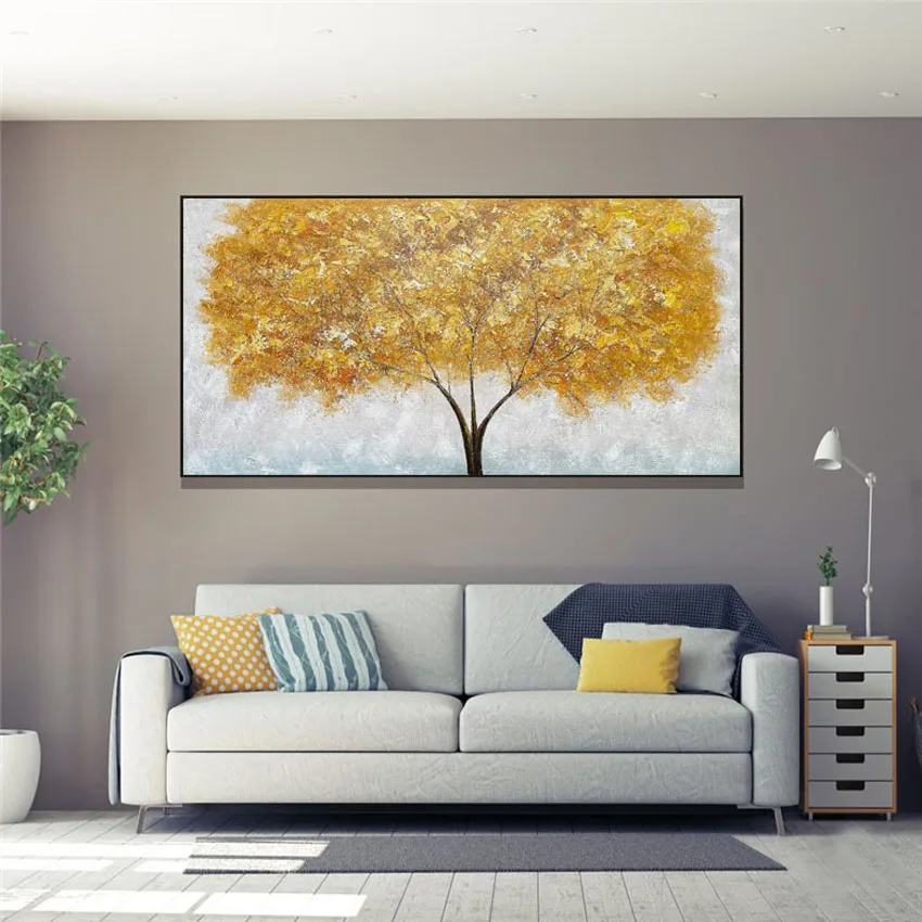

One piece picture large size gold money tree picture Handmade oil painting on canvas wall art poster for living room bedroom