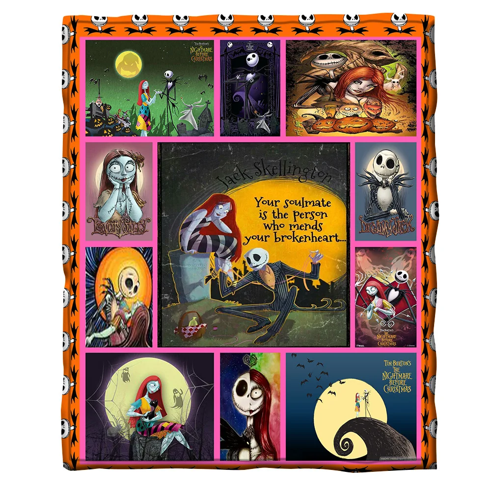 

The Nightmare Before Christmas 3D Printed Plush Fleece Blanket Adult Home Office Washable Casual Kids Sherpa Blanket 01