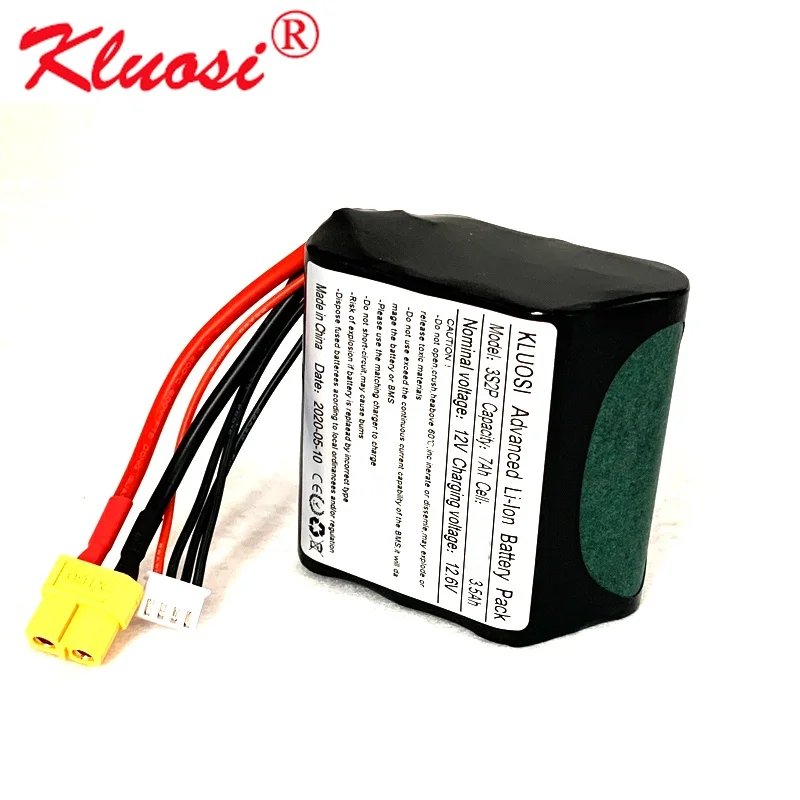 

KLUOSI 12V Li-ion Battery 7Ah 3S2P UAV Use Single Cell Combination Suitable for Electric toy Parrot Disco and Various Drones