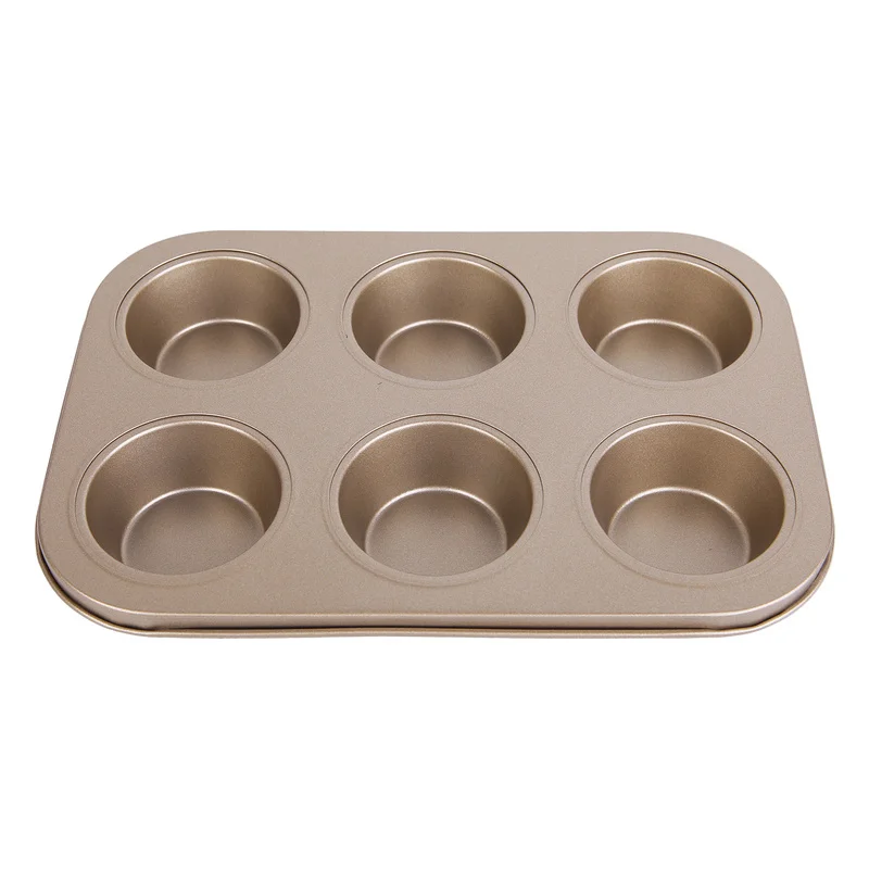 

6 Holes Round Cupcake Pan Muffin Tray Cupcake Mold Non-stick Muffin Pan Carbon Steel Baking Pan kitchen tool