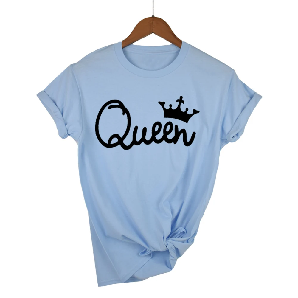 Женская футболка с принтом короны Queen Couples летняя круглым вырезом 100% хлопок