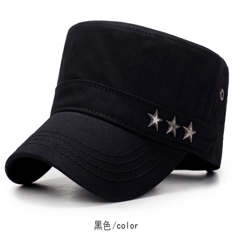 

Five-star flat top hat outdoor casual sunshade hat made of cotton