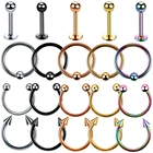 Кольцо со стальным пирсингом для губ, стильное Ювелирное Украшение в форме подковы, цветное кольцо для пирсинга носа, бижутерия для тела, 10 шт.Лот, 16 г