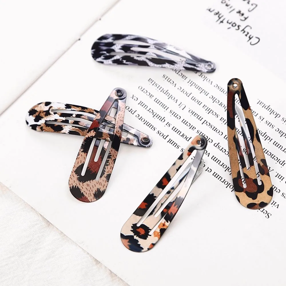 5 шт./лот женские металлические заколки для волос с леопардовым принтом девочек