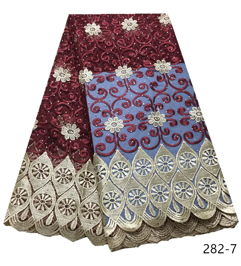 

Wedding Nigerian Latest Lace Fabric Embroidered Net Lace high quality French Lace With Stones African Lace Fabric 282