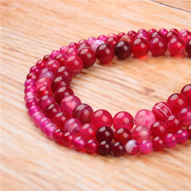 

4/6/8/10/12mm Rose Red Agate Natural Stone Beads Loose Stone Round Beads For DIY Jewelry Bracelet Necklace Make