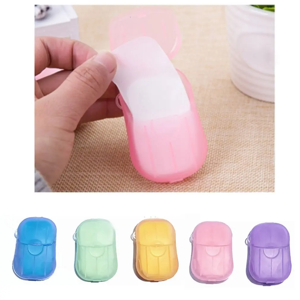 

20/Box Travel Portable Disposable Boxed Soap Paper Make Foaming Scented Bath Washing Hands Mini Paper Soap Random Color