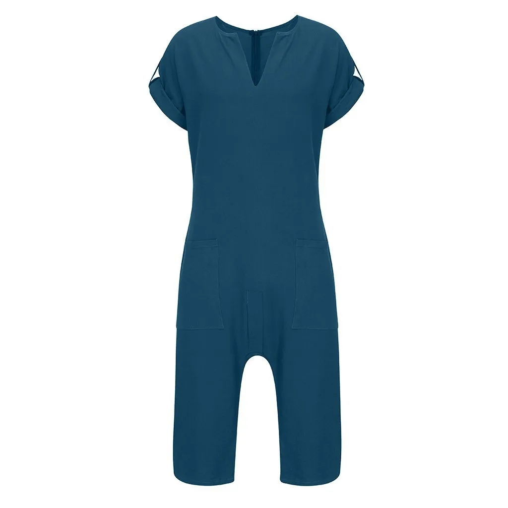 Винтажные мужские комбинезоны летние свободные хлопковые с коротким рукавом и