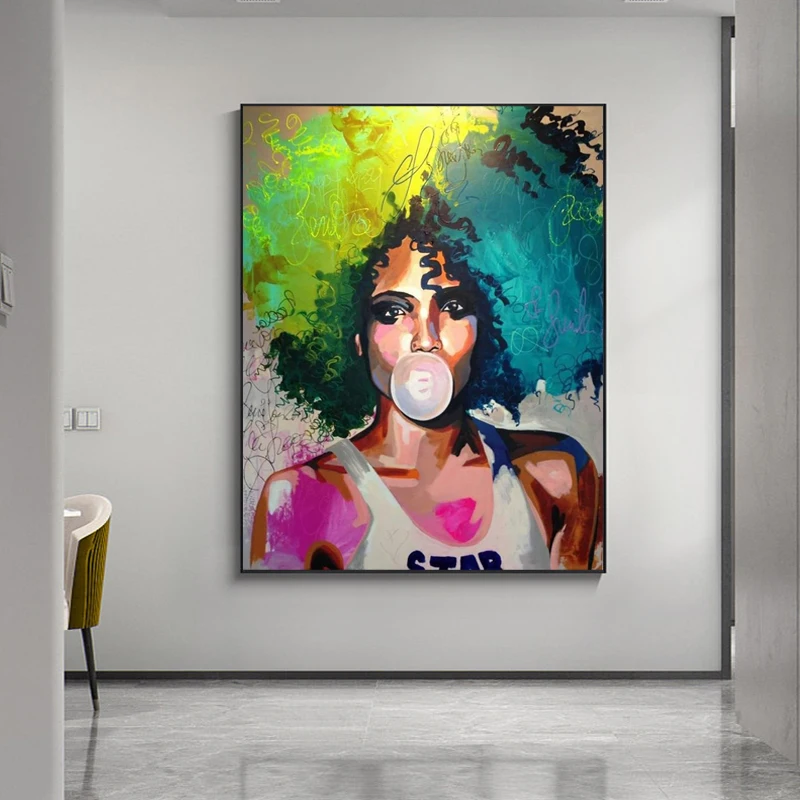 Красочные Африканская женщина граффити художественные плакаты и принты на