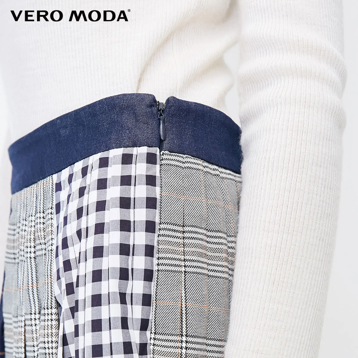 Vero Moda Новые поступления уличный стиль плед Сращивание трапециевидной формы плиссированная юбка | 318337518
