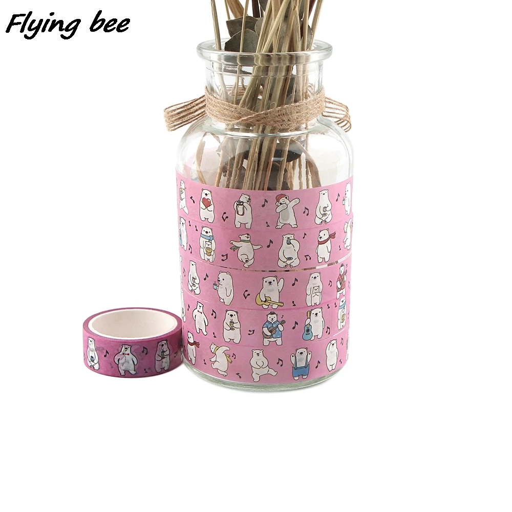 

20pcs/lot Flyingbee 15mmX5m Cute Polar Bear With Musical Notes Washi Tapes Scrapbooking Decorative Creative Kawaii Tapes X1181