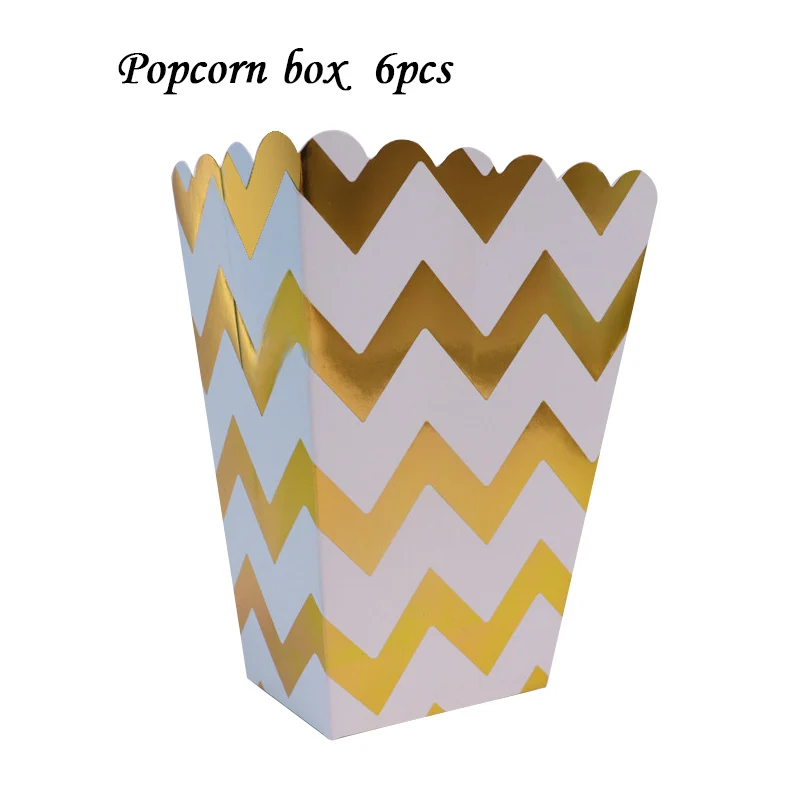 6pcs 6 шт. желтая коробка для попкорна, украшения для дня рождения, вечерние принадлежности для дня рождения, Рождества, свадебной вечеринки, украшения для детей - Цвет: 6pcs
