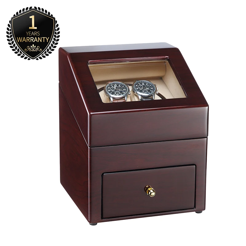Автоматический деревянный 2 слота часы Winder Box чехол для хранения с фортепиано