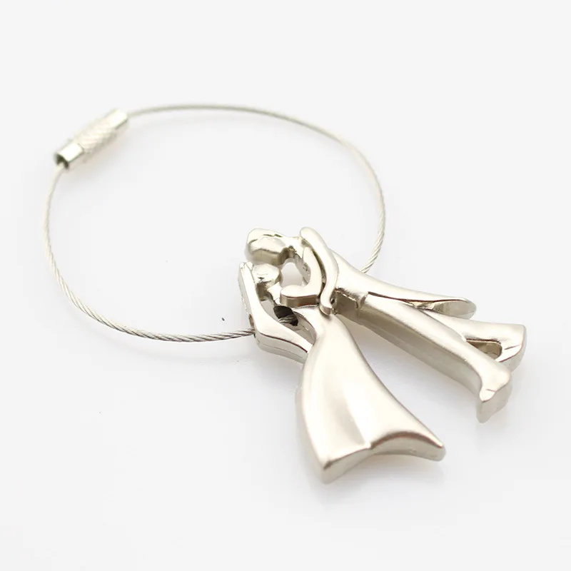 

Couple Keychain Lovers Romantic Stainless Steel Car Keyring Cover Holder Pendant Hadbag Bag Charm Women Men Wedding Jewelry Gift