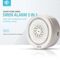 wireless wifi tuya siren alarm with temperature humidity sensor sound light home security alarm smart life app for alexa google