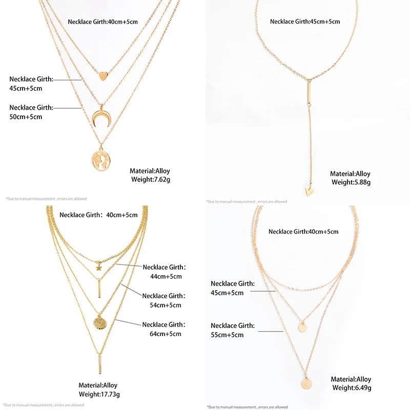 

Vintage Multilayer Necklaces For Women Chain Crystal Moon Pearl Pendants Charm Gold Necklaces 2021Trend Bohemian Choker Jewelry