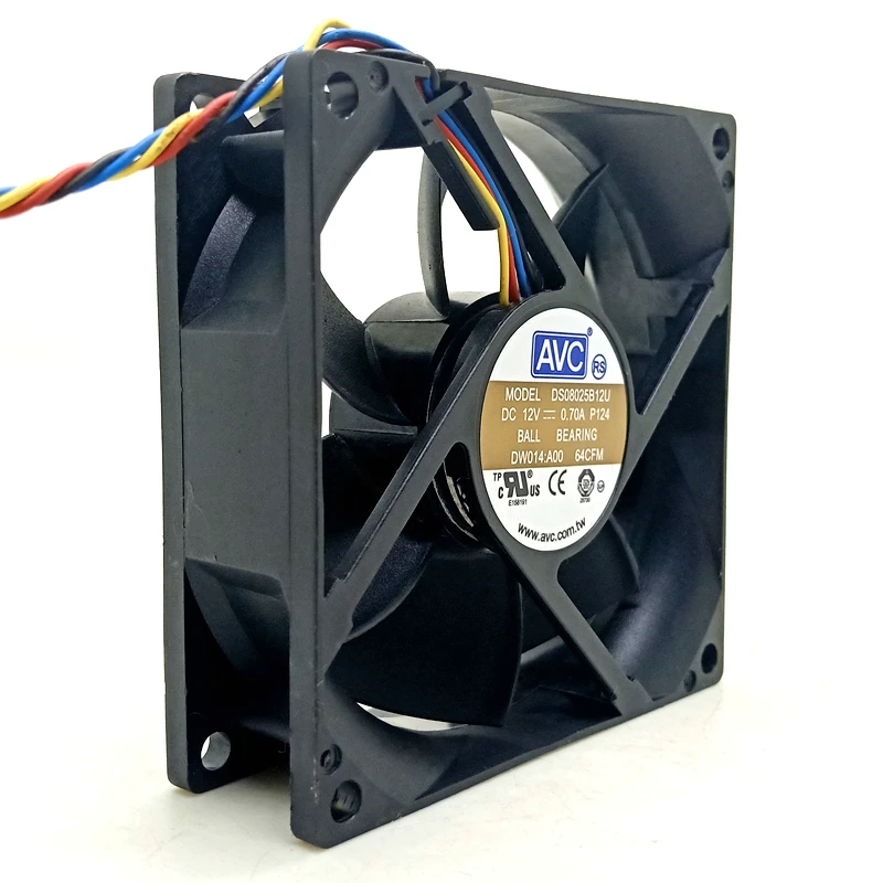 Новинка для AVC DS08025B12U 8 см 8025 80x80x25 мм 12 В 0.70A 4-проводной двойной шарикоподшипник охлаждающий вентилятор