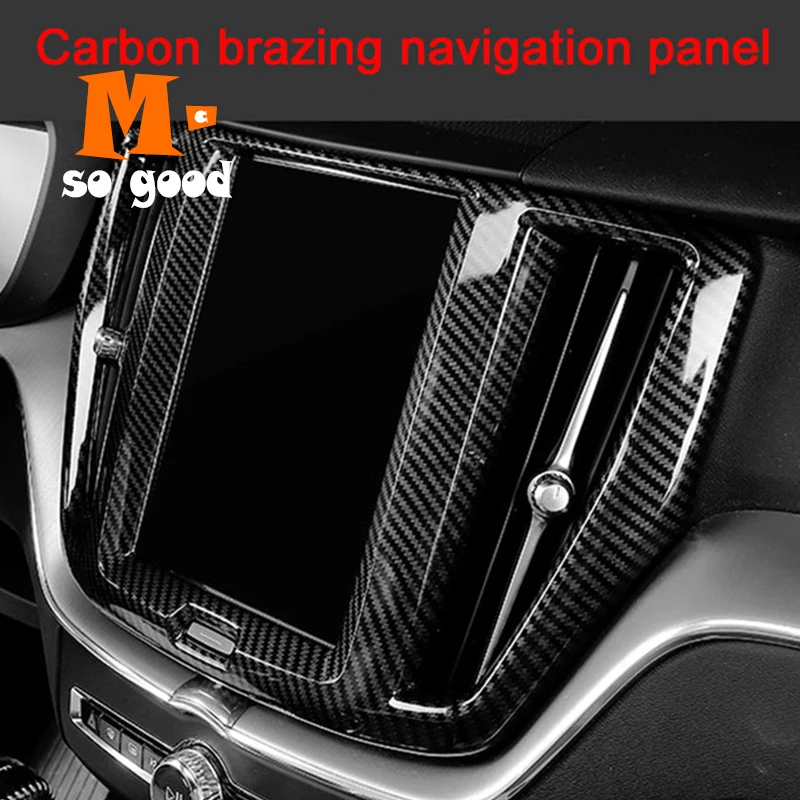 

2018 2019 For Volvo XC60 Car Navigation Panel Decoration Cover Trim ABS Carbon fibre Auto Interior Accessories Styling Sticker