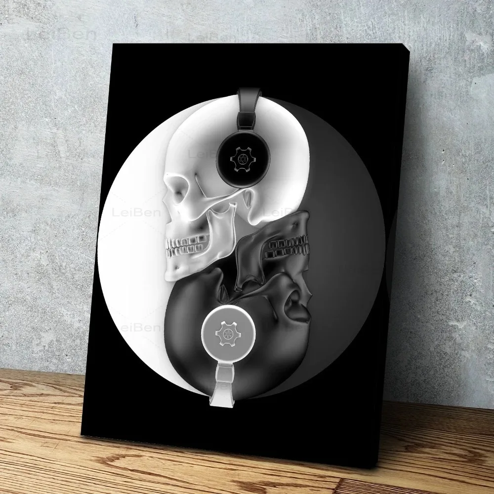 Черно-белая фотокартина на холсте абстрактный Скелет настенный плакат