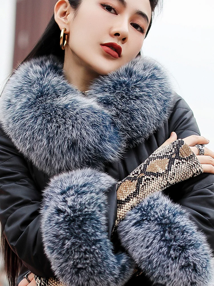 Натуральная кожаная куртка Осенне зимнее пальто женская одежда 2021 воротник из