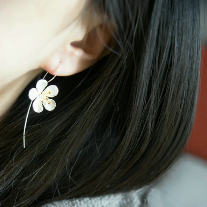 Женские длинные серьги-кисточки в виде цветка из стерлингового серебра 925 пробы