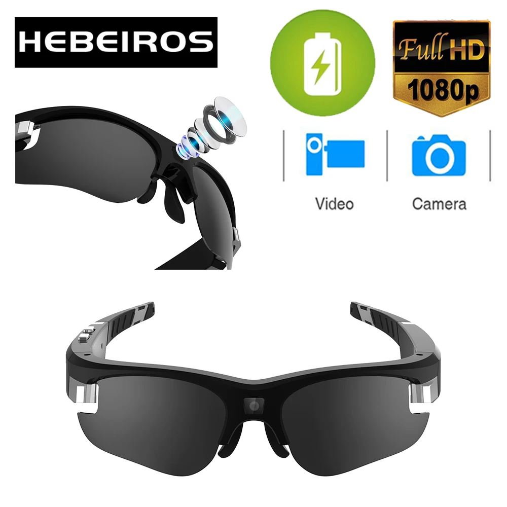 Hebeiros 1080P HD Mini Battery Camera Photo Video Recorder Hidden DV Wearable Camcorder Cam EyeGlasses 256GB SD Card Storage