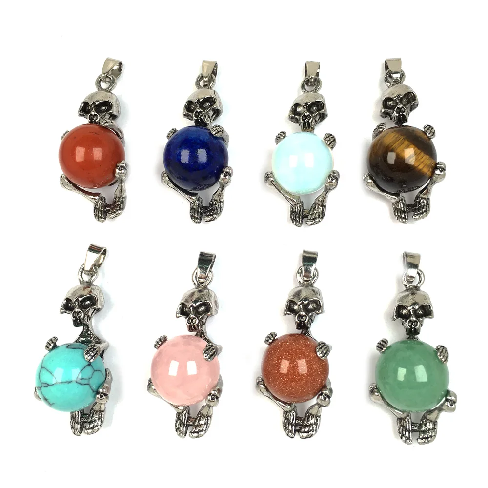 Подвеска из натуральных камней винтажная подвеска в виде черепа скелета