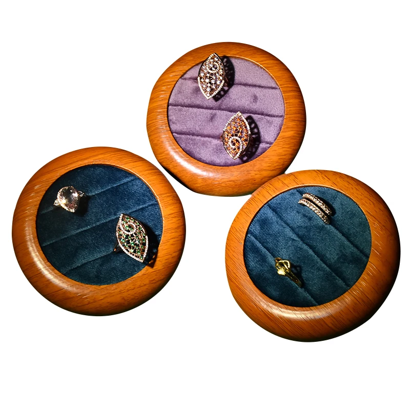 

JINSKY Jewelry Display Trays New Design Wood Micro Fiber Ring Storage Plate Jewelry Storage Prop
