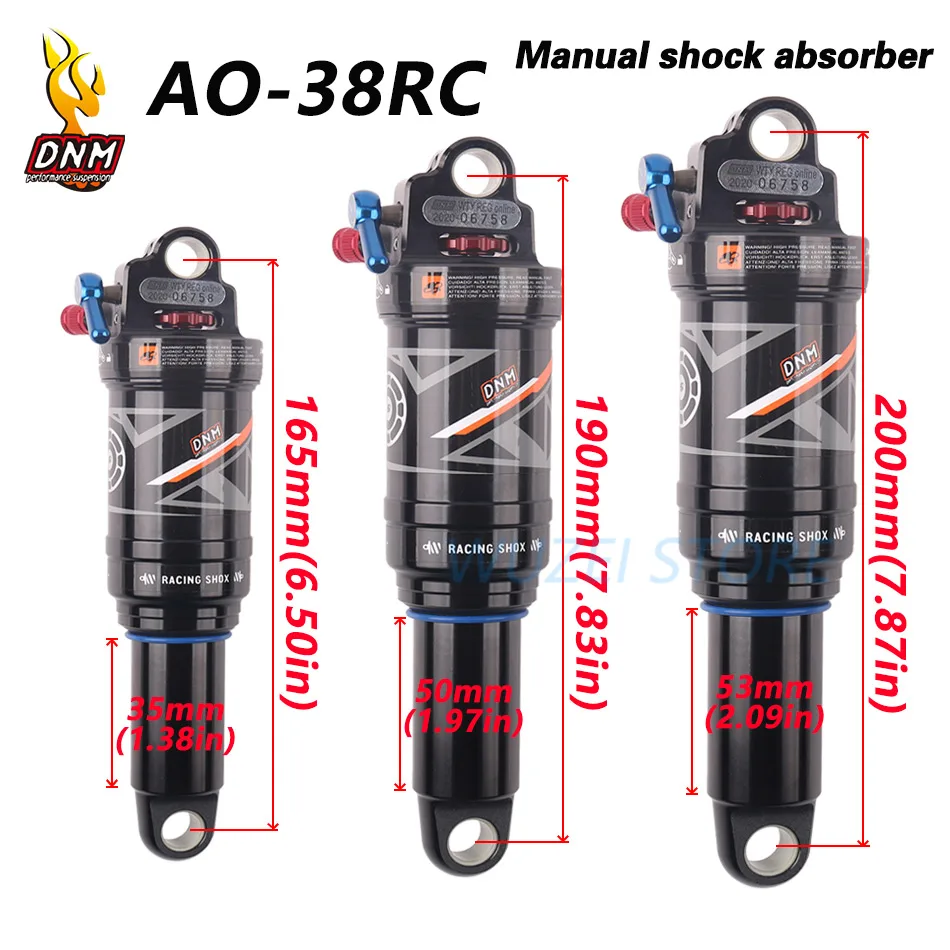 

DNM AO-38RC mountain bike air shock absorber 165 / 210mm MTB downhill bike coil rear shock wire ontrol hand control mtb parts