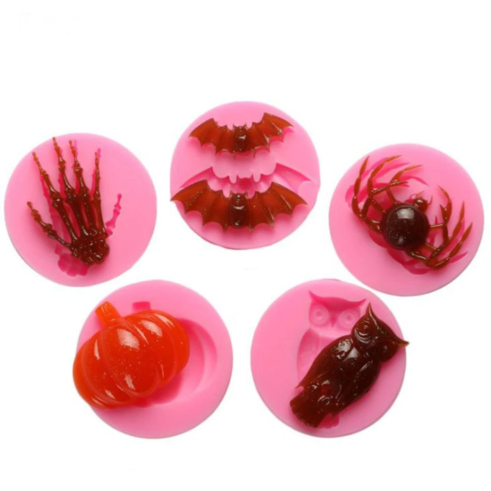 

、 Различные тематические силиконовые формы для Хэллоуина в виде летучей мыши Совы черепа рук мертвой ветки тыквы кристаллов эпоксидной см...