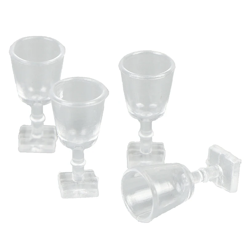 

4Pcs 1:12 Dollhouse Miniature 3D Cute Transparent Square Red Wine Glass For DIY Dollhouse Decoration Crafts 10*20mm