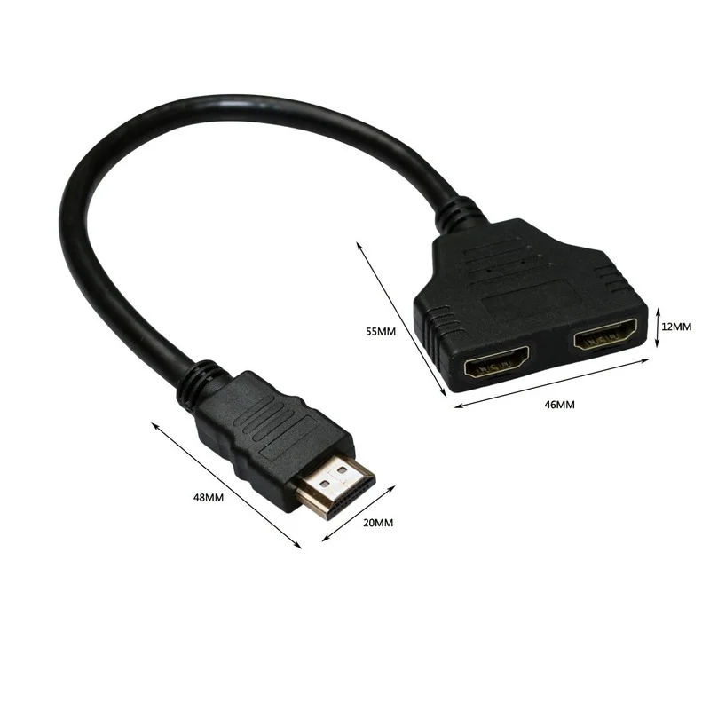 

HDMI-compatible Splitter Adapter Converter Male To Female HDMI-compatible 1to 2 Split Double Signal Adapter Convert Cable