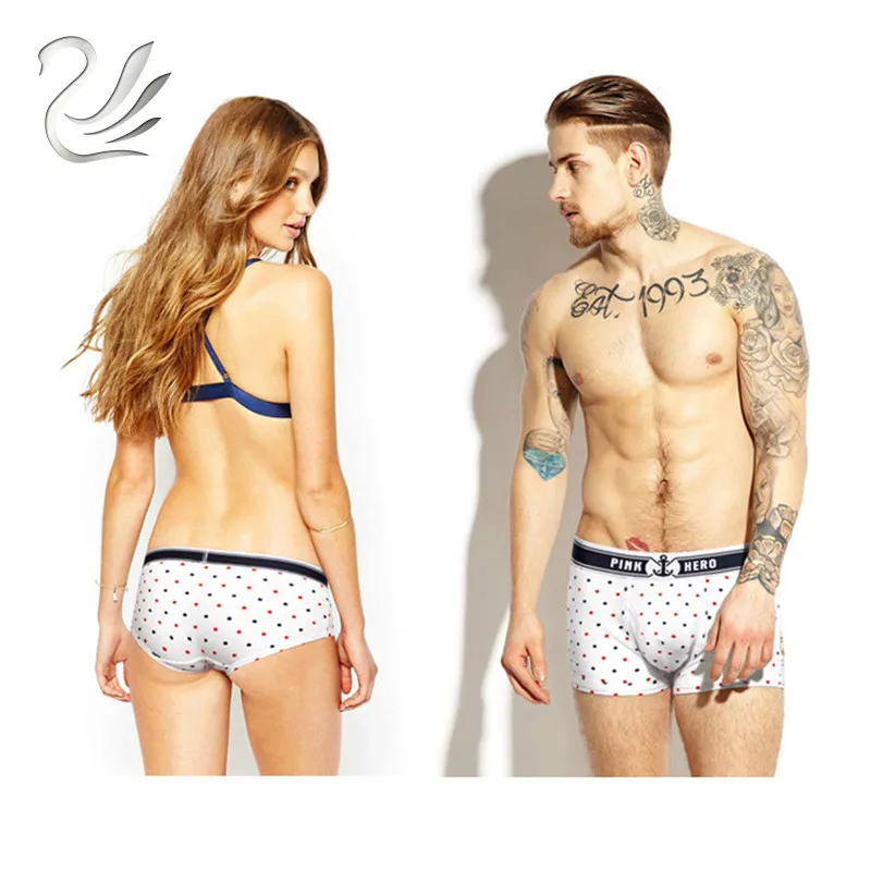 Нижнее белье для влюбленных модные трусы-боксеры в горошек полоску морском стиле