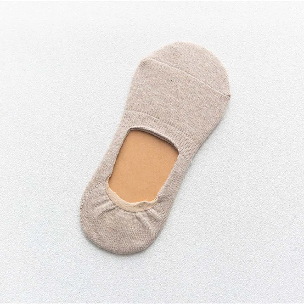 beige Сезон весна-лето; женские носки; однотонные модные неглубокие невидимые носки; женские носки-тапочки; носки-башмачки; нескользящие носки - Цвет: beige