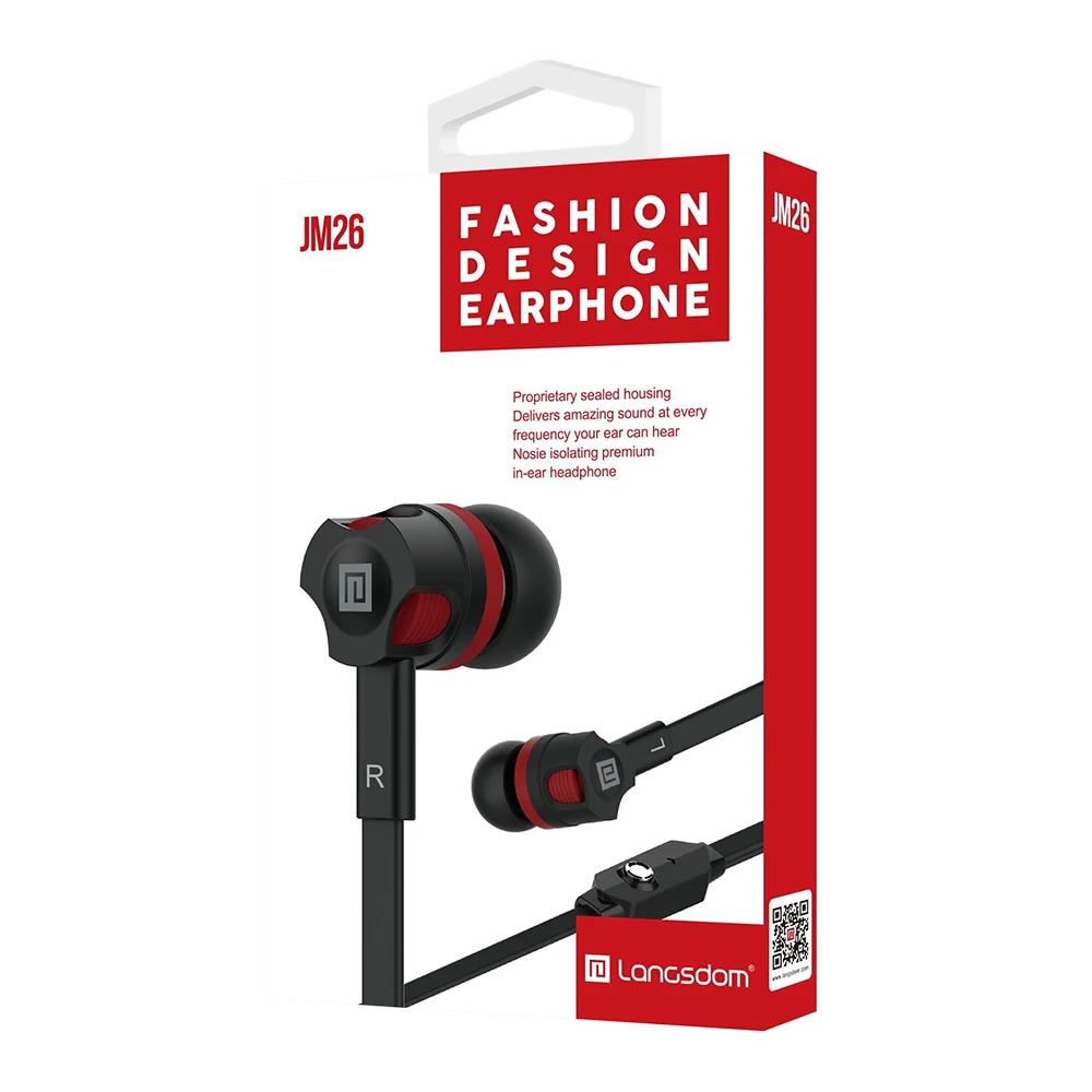 LANGSDOM JM26 Wired Earphones Stereo Volume Control Enhanced Bass Noise Reduction Comfortable Sports Headset Earphone | Электроника