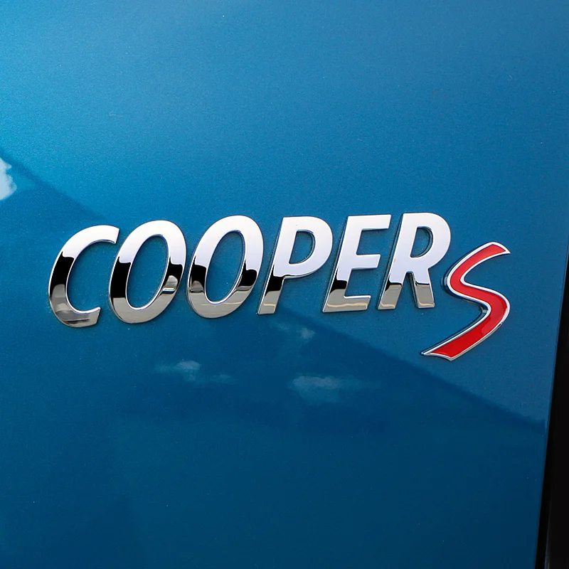 Серебряные черные медные буквы S логотип шрифта значок Декор Наклейка ABS для мини