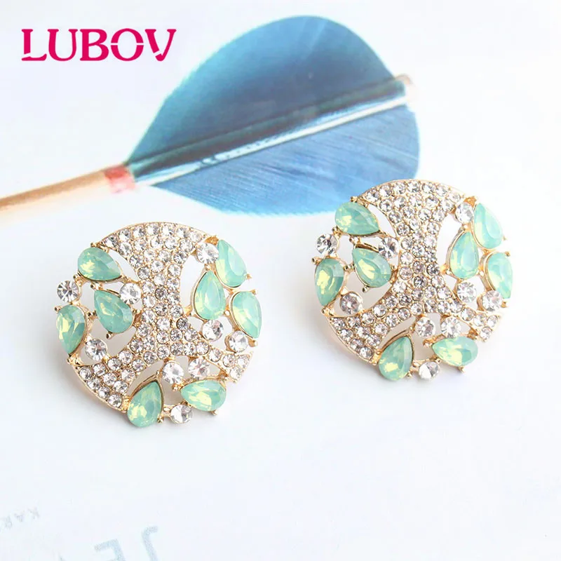 LUBOV новые модные роскошные украшения Круглые красочные серьги Стразы женские