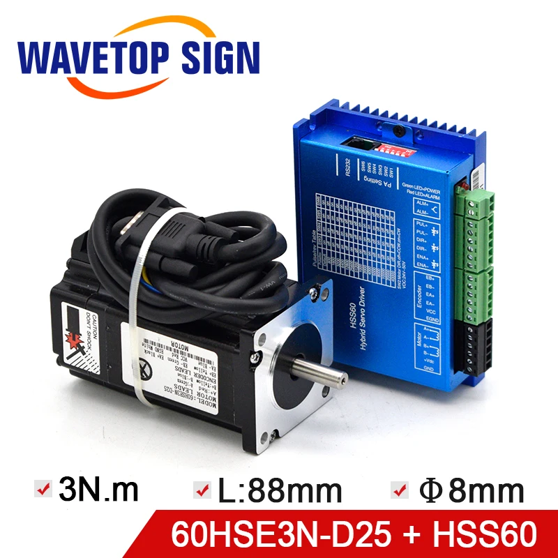 Шаговый двигатель с замкнутым контуром WaveTopSign NEMA 24 60HSE3N-D25 драйвер HSS60 Torqure 3.0N.m |