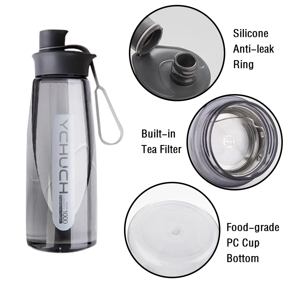 Герметичная Спортивная бутылка для воды портативная емкость 600 мл 800 1000 пищевой