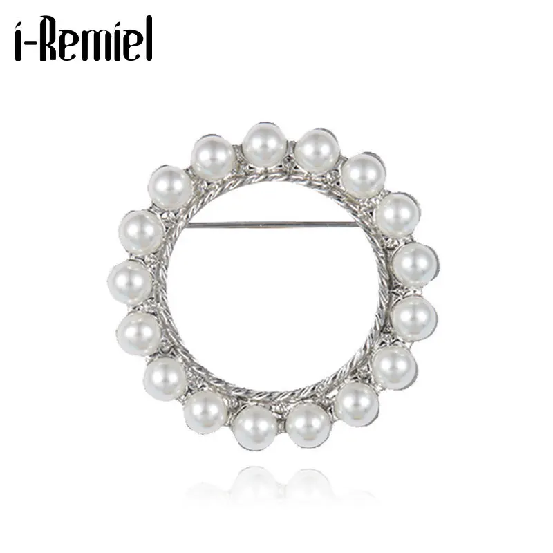 Новая круглая брошь с жемчугом и булавка на лацкан модный значок для платья