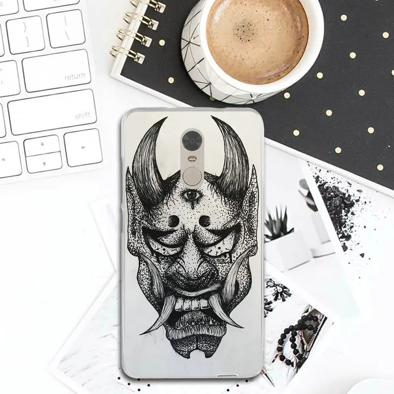 Soft TPU Phone Case Cover for Xiaomi Mi Redmi Note 3S 4 4X 4A 5 5S 5A 6 8 A1 Pro Plus Max 3 Cool Oni Hannya Demon Mask |