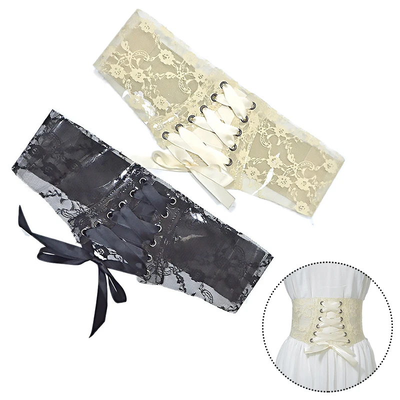 

Fashion Women Wide Belt Lace Printing Elastic Corset Belt High Waist Slimming Body Shaping Girdle Belt Clothing Accessories
