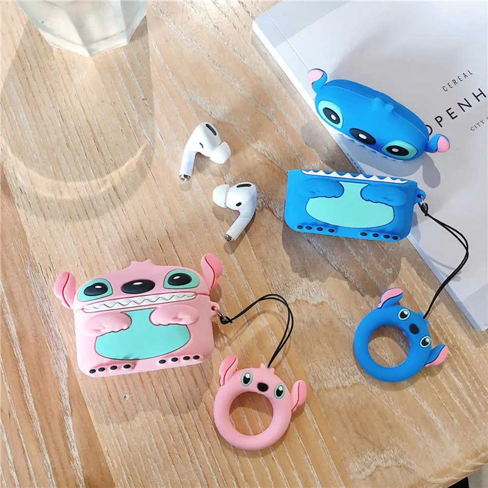 Чехол для наушников Airpods Pro Силиконовый медведь Ститч Мультяшные наушники/Earpods