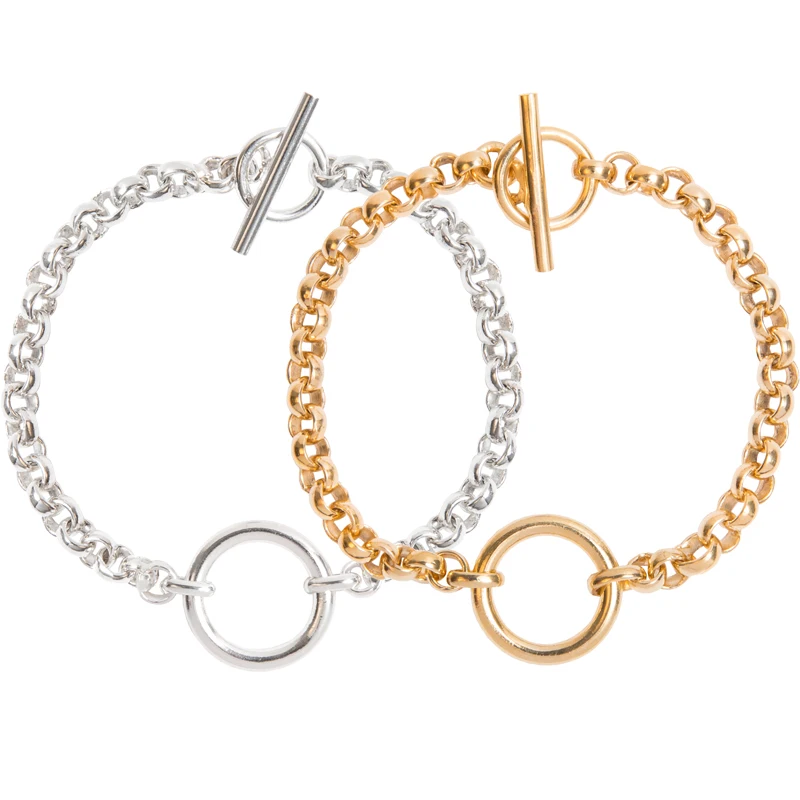 Массивные украшения belcher большой круг серебряные звенья браслет цепочка