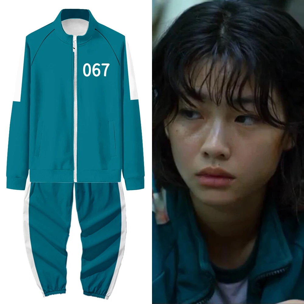 

Kpop Squid Game Cosplay Costumes Jung Hoyeon Jacket Coat Pants 456 067 Round Six Sportswear Hoodie Adult Clothes Sets Props
