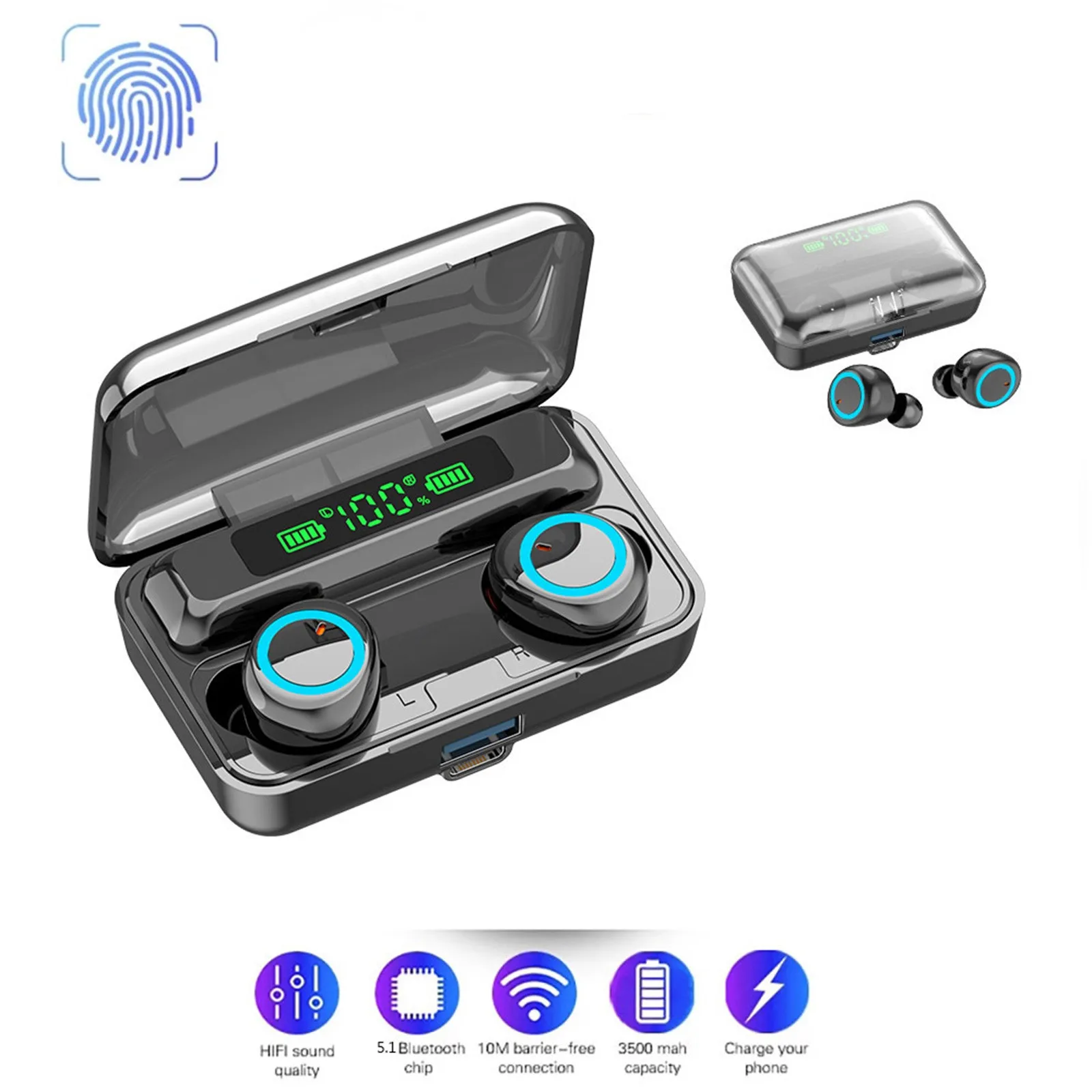 Hot Funny Touch-Control Wireless Bluetooth 5.0 Earphones Cool TWS-Headphones Stereo In Ear Earbuds Headset Ipx7 Waterproof Toys | Игрушки и