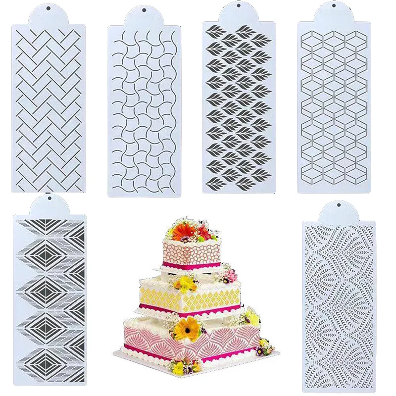 

Kitchen DIY Style Plastic Sugar Sieve Fondant Printing Stencil Wedding Cake Stencil Edge Decoration Mold Template Baking Tools